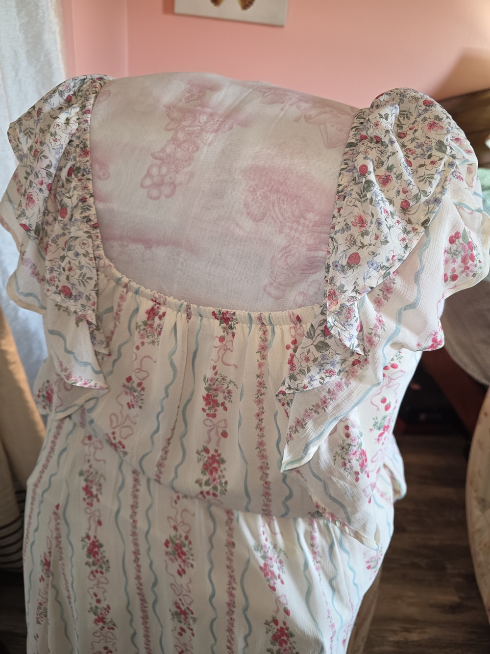torrid Cream Floral Stripe Maxi Dress with Pink Accents - Picture 9 of 10